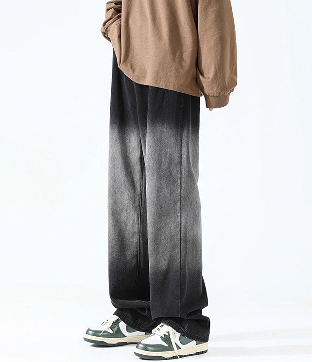 Japanese Brand Men's trendy loose straight leg gradient washed casual jeans Size US 32 / EU 48 - 4 Thumbnail