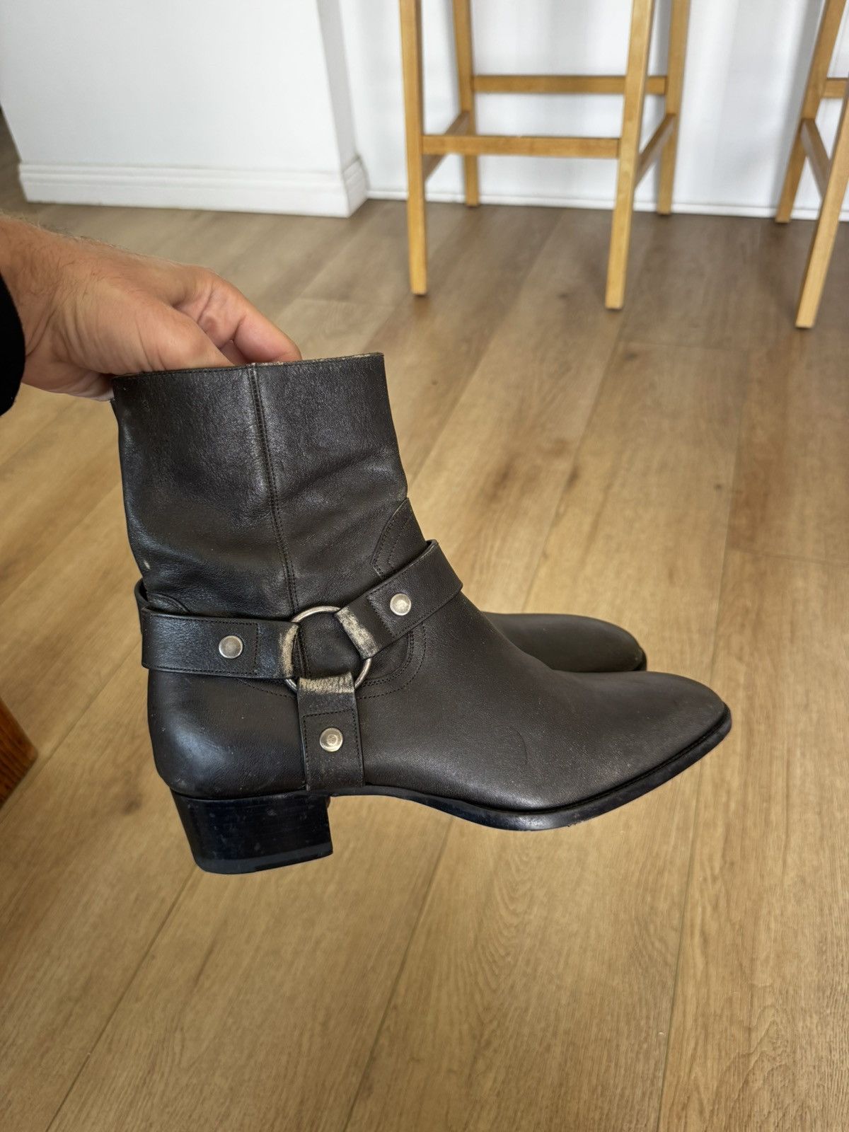 Saint Laurent Paris Black Harness Wyatts Size US 12 / EU 45 - 1 Thumbnail