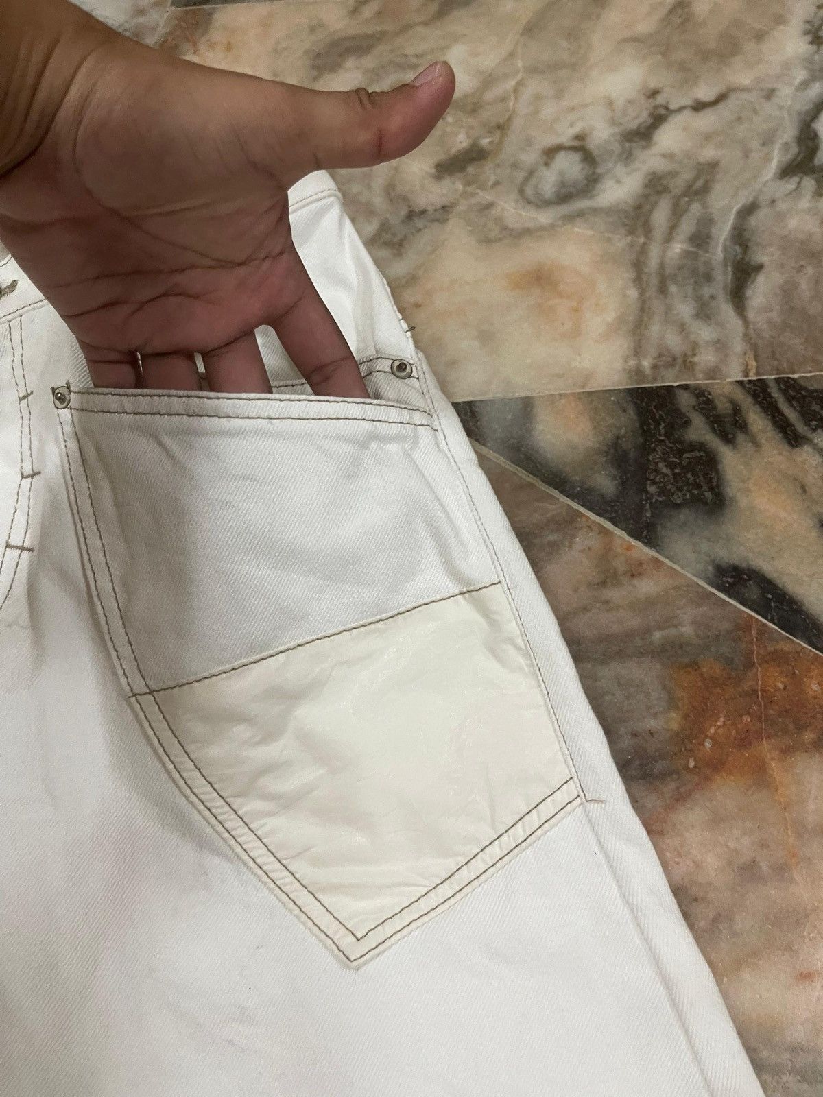 POST ARCHIVE FACTION (PAF) CARNET ARCHIVE - HUMAN-SHELL DESTROYED TROUSERS WHITE Size US 27 - 12 Thumbnail