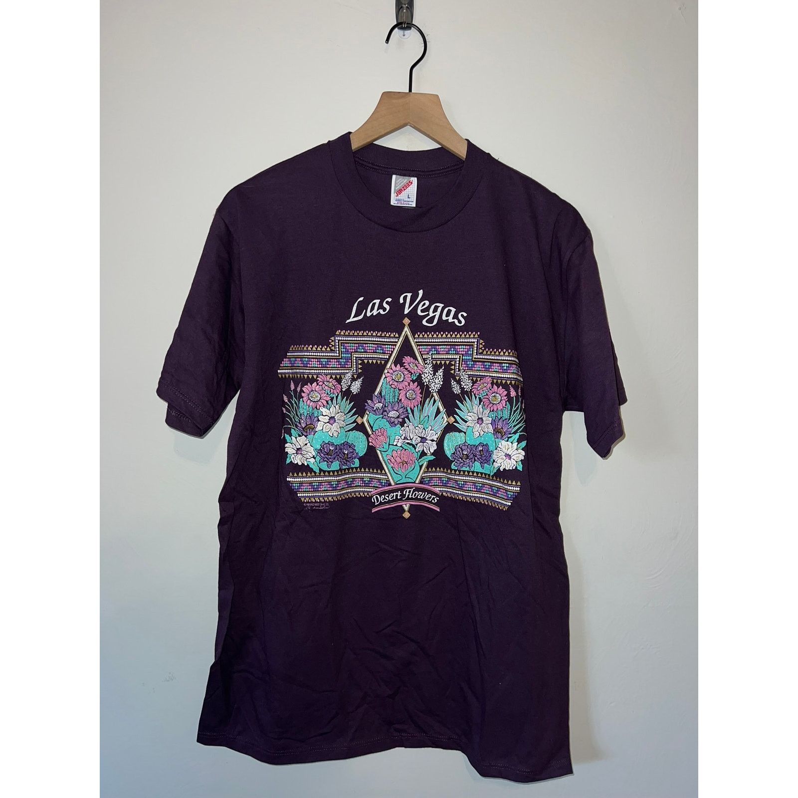 Jerzees Vintage Las Vegas Shirt Desert Flowers Purple Tee VTG 90s L Size US L / EU 52-54 / 3 - 1 Thumbnail