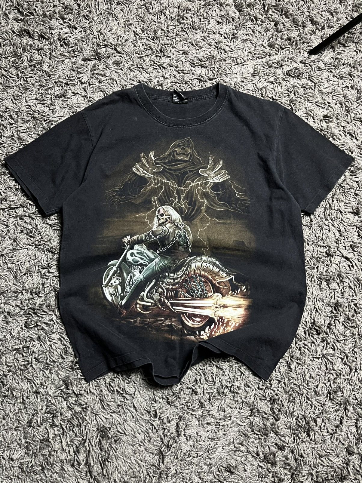 Band Tees Vintage 90s Wild Biker T-Shirt - Reaper & Skeleton Rider Size US L / EU 52-54 / 3 - 2 Thumbnail
