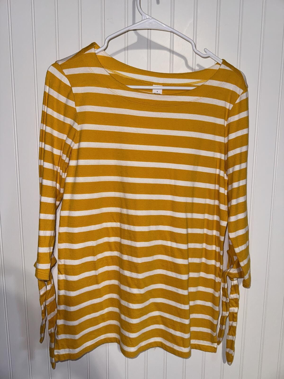 Old Navy Yellow and White Striped Long Sleeve Top with Side Ties - S Size S / US 4 / IT 40 - 1 Thumbnail