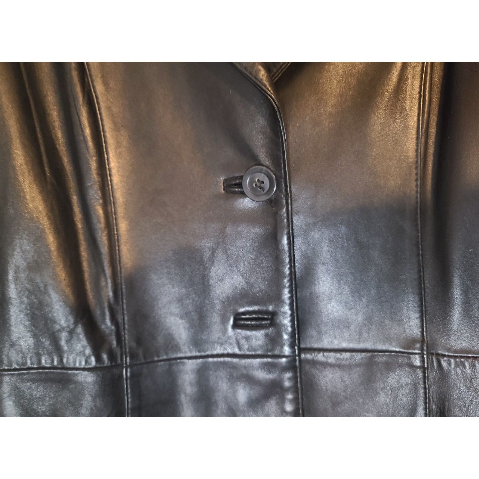 Vintage VINTAGE Wilda LAMBSKIN BLACK LEATHER COAT Jacket Womens Plus Size L Hooded Fur Trim Zip Out Lining Size L / US 10 / IT 46 - 2 Thumbnail