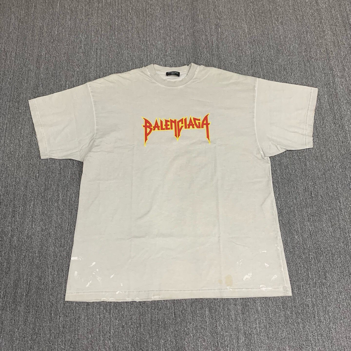 Balenciaga Balenciaga Gray Distressed Short Sleeve Size US L / EU 52-54 / 3 - 1 Thumbnail