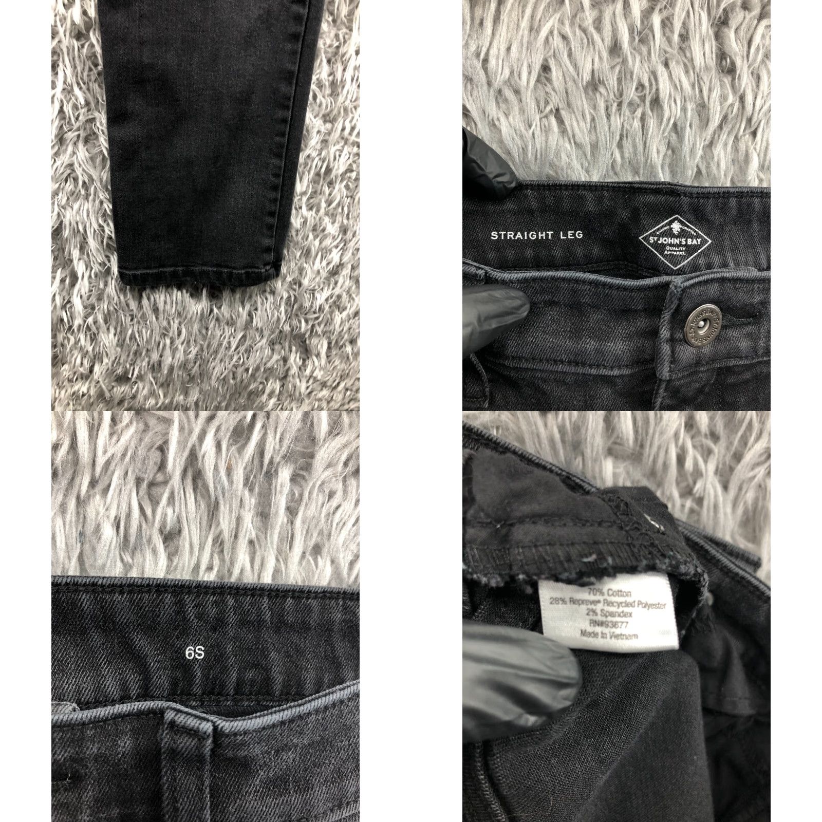 Vintage St John's Bay Jeans Slim Straight Leg Dark Wash Black Size 6 Short Womens Regular Fit 5-Pocket Denim with Belt Loops Size 28" / US 6 / IT 42 - 8 Thumbnail