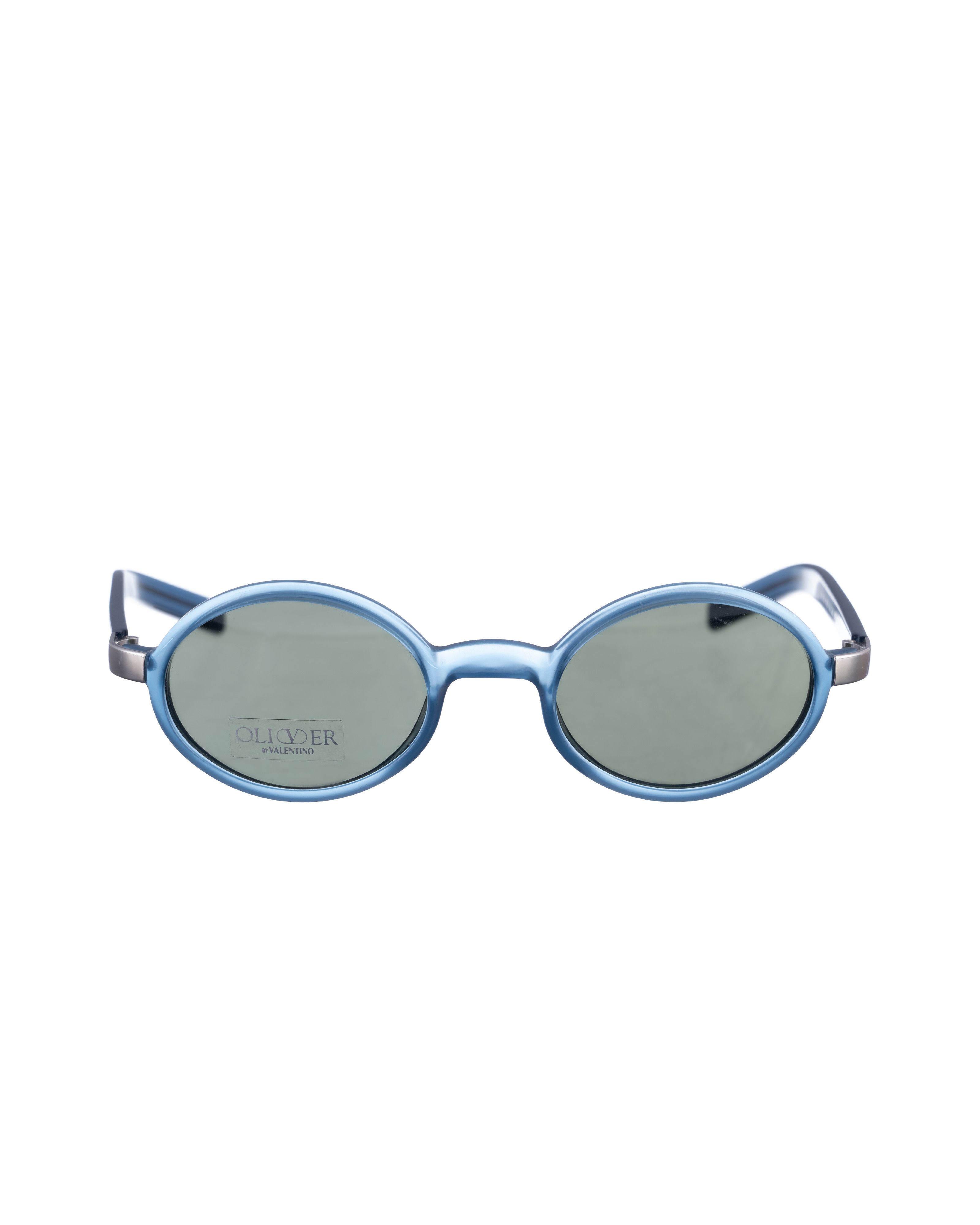 Valentino Oliver by Valentino '90s Blue Thick Oval Sunglasses Size ONE SIZE - 1 Thumbnail