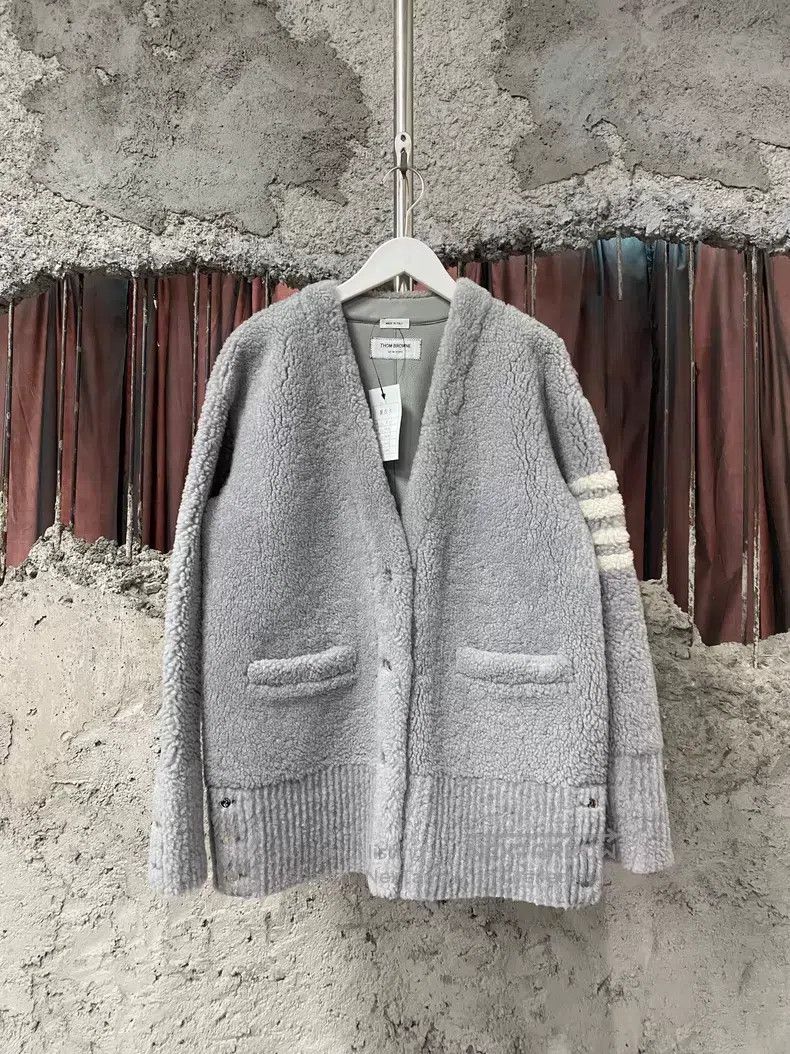 Thom Browne Thom Browne Leather and Fur Integrated Cardigan Jacket Size US XS / EU 42 / 0 - 1 Thumbnail