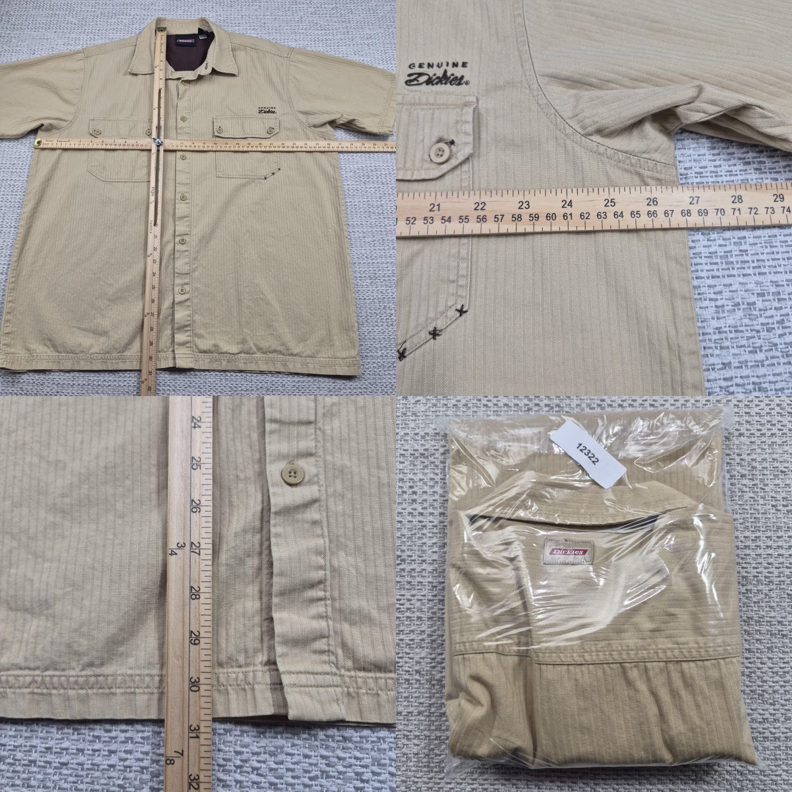 Dickies Dickies Shirt Mens 2XL Button-Up Beige Stripe Short Sleeve Workwear Casual Camp Shirt Size US XXL / EU 58 / 5 - 8 Thumbnail