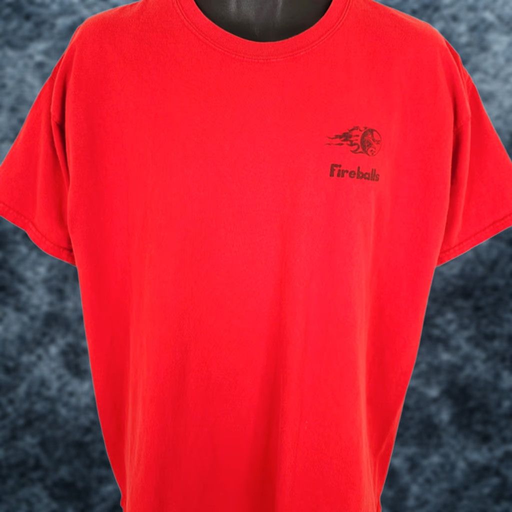Gildan Fireballs Bowling T Shirt Mens Size XL Red Flames Bowler Size US XL / EU 56 / 4 - 1 Thumbnail