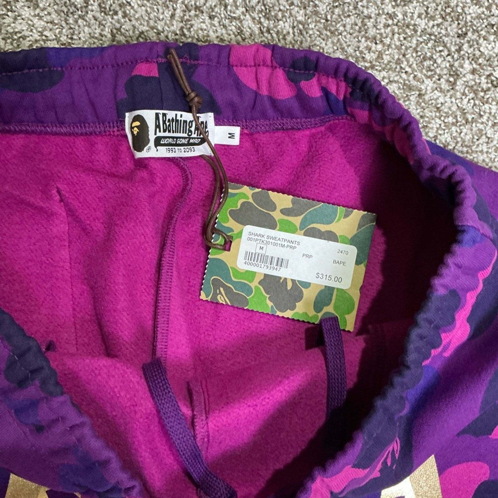 Bape Bape Purple Color Camo Shark Sweat Pants Men’s Med New Size US 34 / EU 50 - 7 Thumbnail