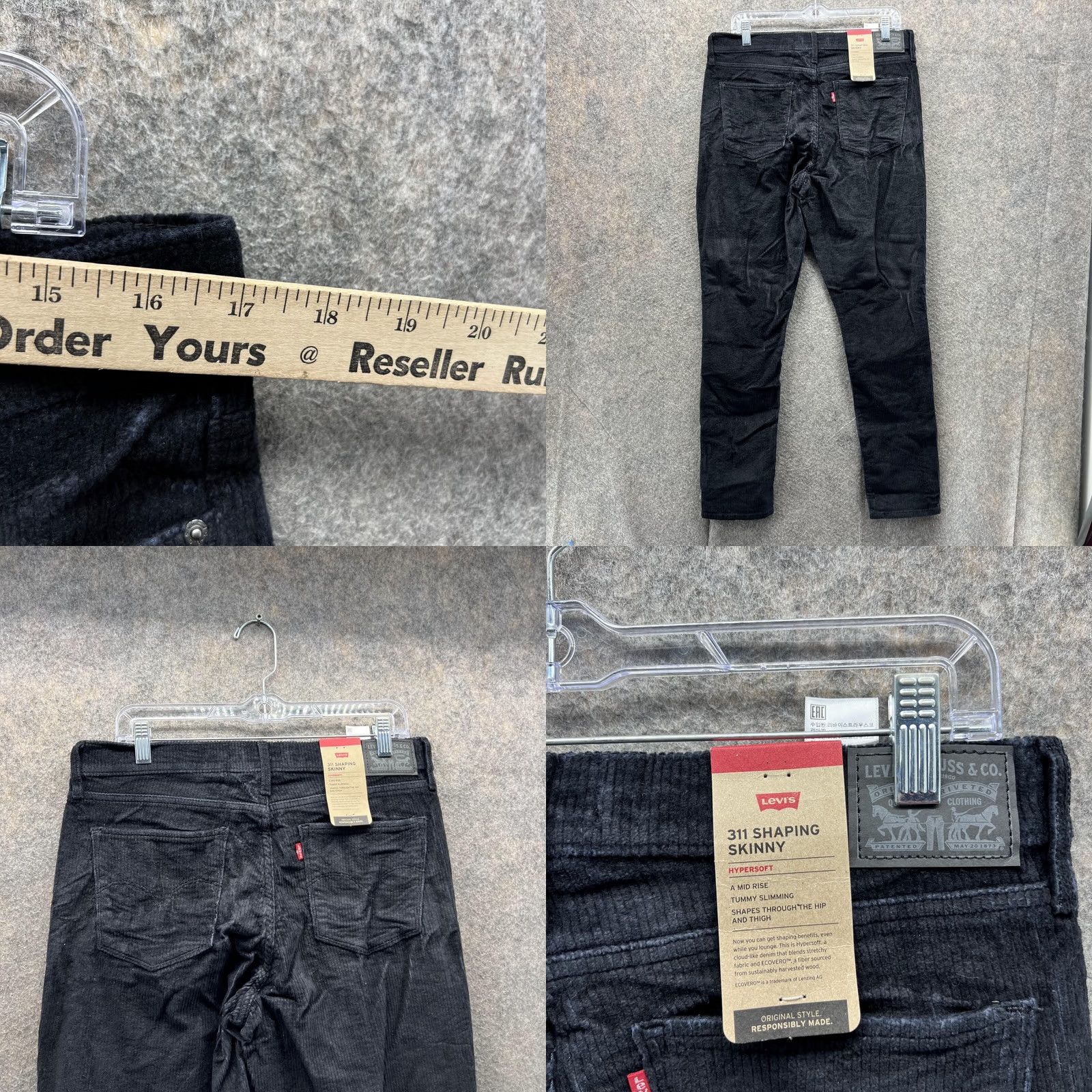 Levi's Levi's 311 Jeans Women 32x30 Shaping Skinny Corduroy Mid Rise Black Pants Retro N/A Womens Size 24" / US 00 / IT 34 - 8 Thumbnail