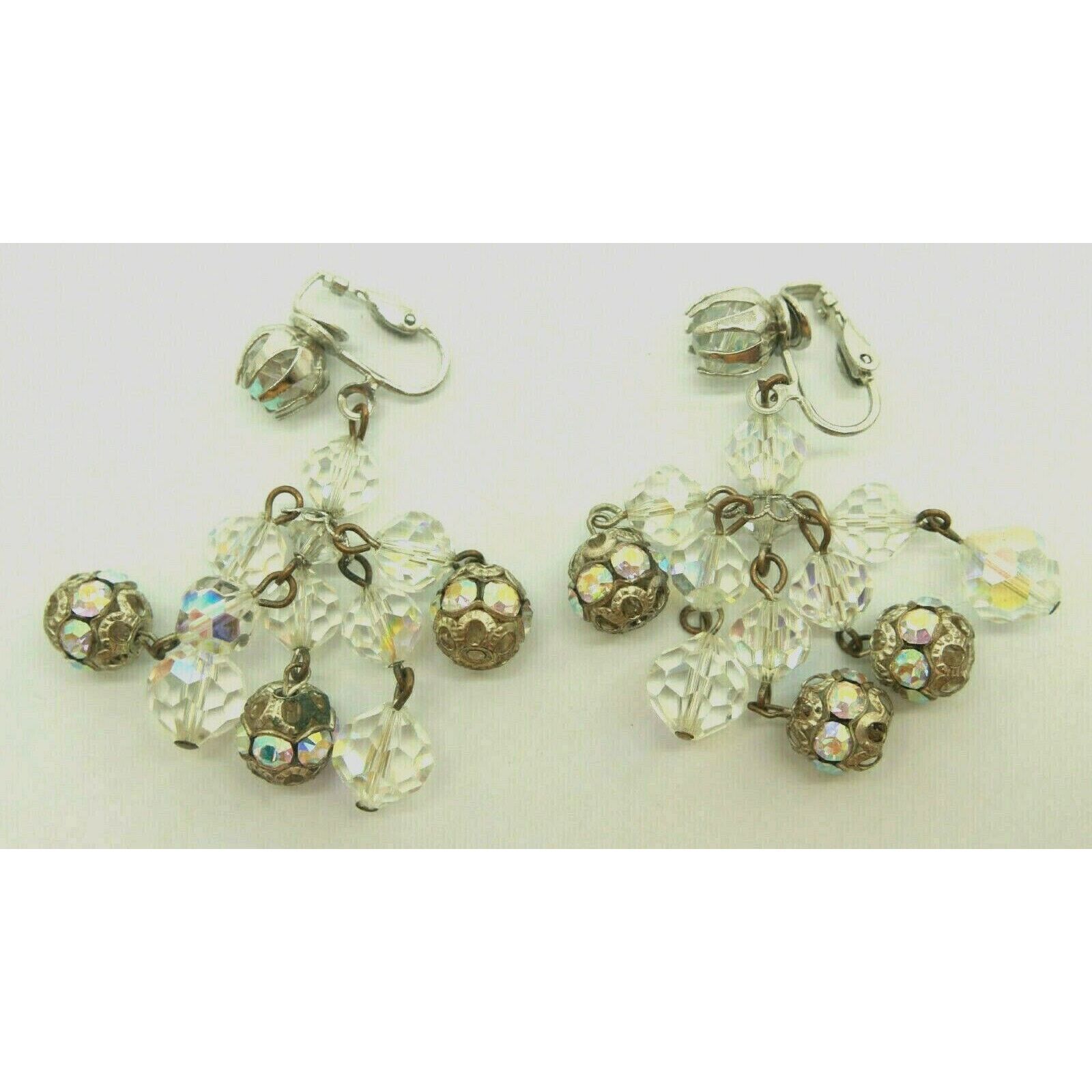 Other Mid-Century Aurora Borealis Crystal Rhinestone Earrings Size ONE SIZE - 2 Thumbnail