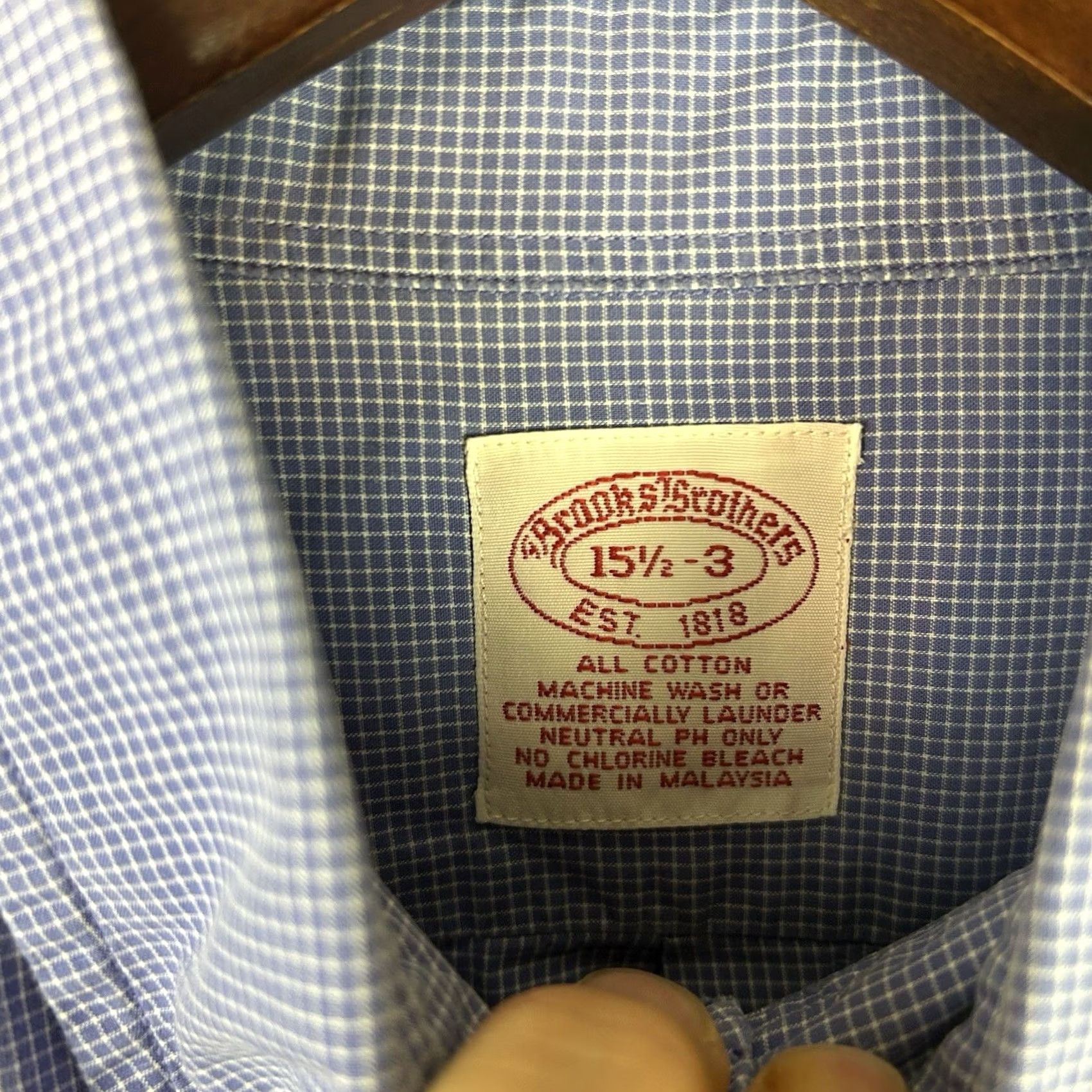 Brooks Brothers Brooks Brothers 1818 Button Up Shirt Men Cotton 15 1/2 - 3 Check Long Sleeve Size US L / EU 52-54 / 3 - 4 Thumbnail