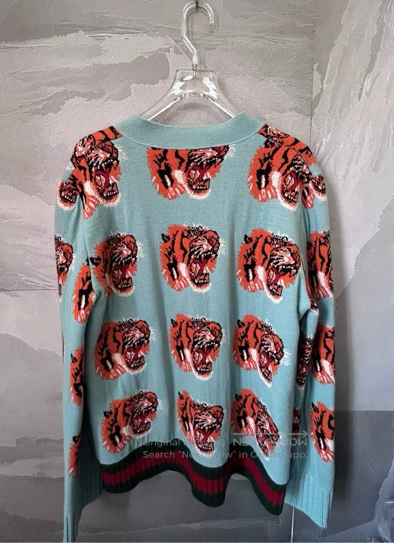Gucci Gucci Light blue full print Hutou Lake blue woollen knitte Size US L / EU 52-54 / 3 - 2 Thumbnail