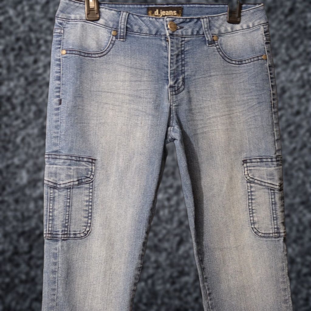 Denime D. Jeans Cargo Jeans Blue Light Wash Denim Stretch Mid-Rise Womens 8 #H96-24 Size 30" / US 8 / IT 44 - 1 Thumbnail