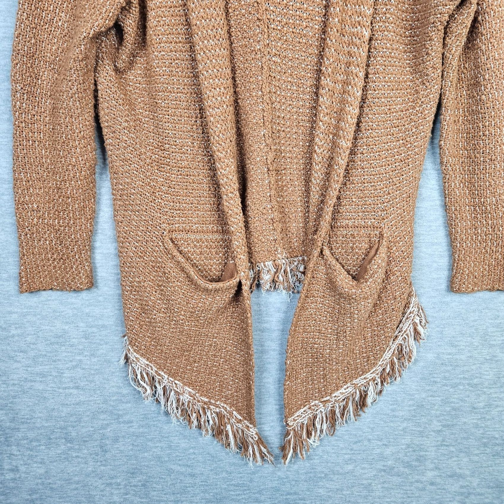 Free People Free People Brown Speckled Hooded Fringe Women's Sweater S Size S / US 4 / IT 40 - 3 Thumbnail