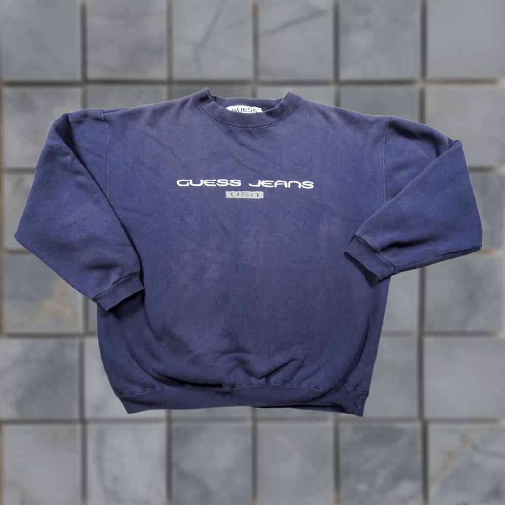 Guess VINTAGE Guess Sweatshirt Mens S Blue Crewneck Sweater Y2K 90s Pullover Adult Size US S / EU 44-46 / 1 - 1 Thumbnail