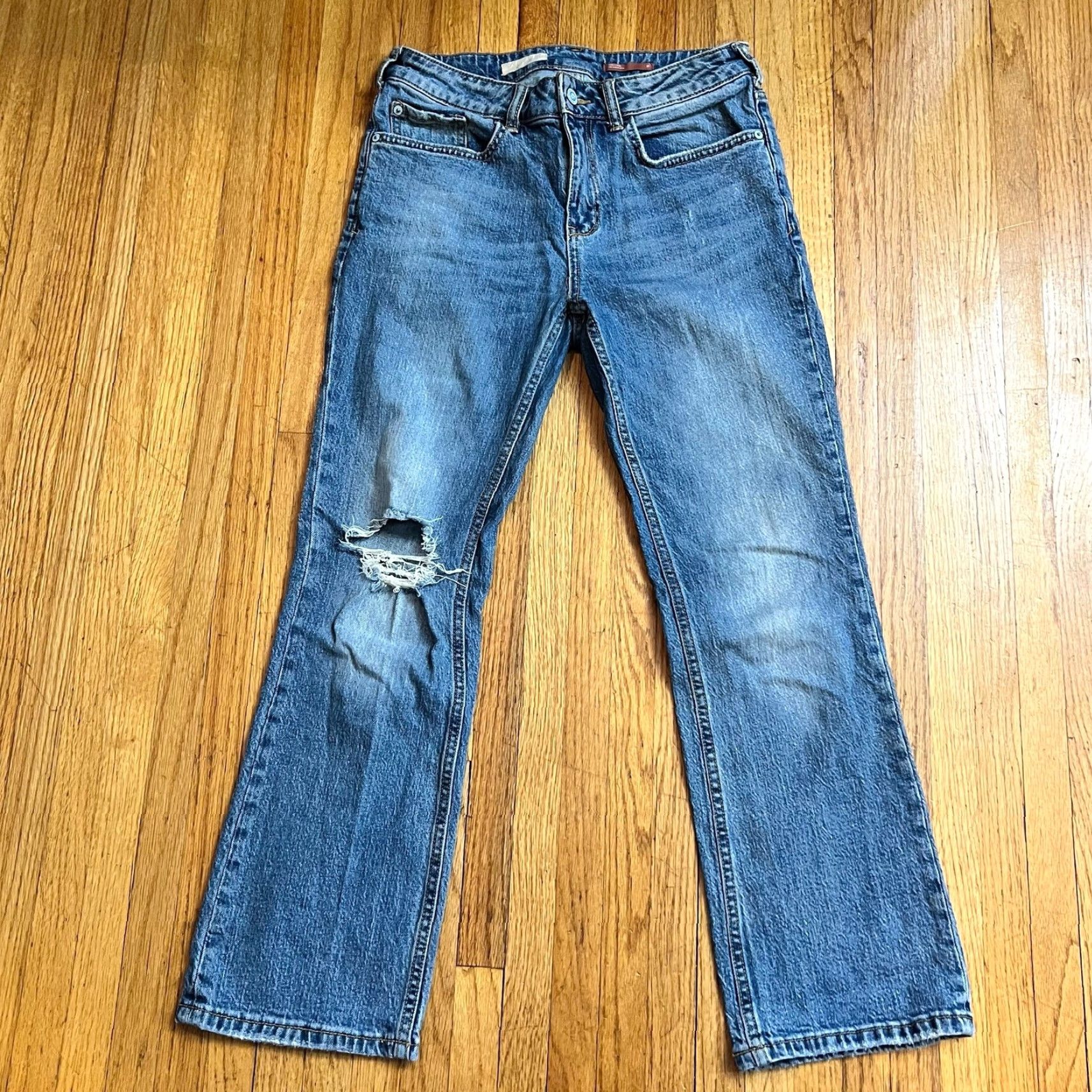 Vintage Pilcro Anthropologie Jeans Womens 27 Straight Distressed Blue Pants Regular Size 27 Womens Jeans Blue Distressed Straight 27 29x26 Size 27" / US 4 / IT 40 - 2 Thumbnail