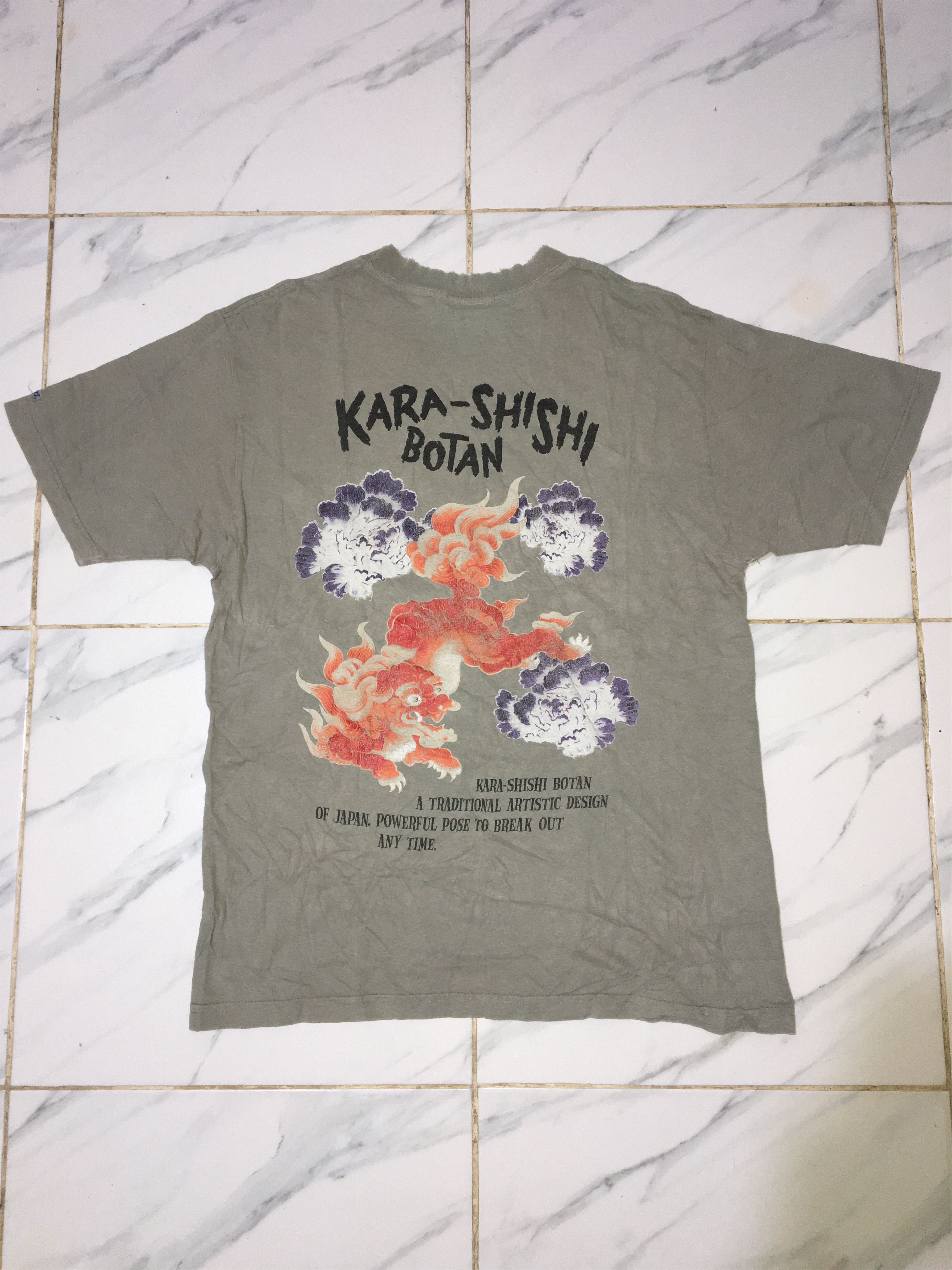 Sun Surf Vintage Sun Surf x Kara Shishi Botan Distressed Tee Shirt Size US L / EU 52-54 / 3 - 1 Thumbnail