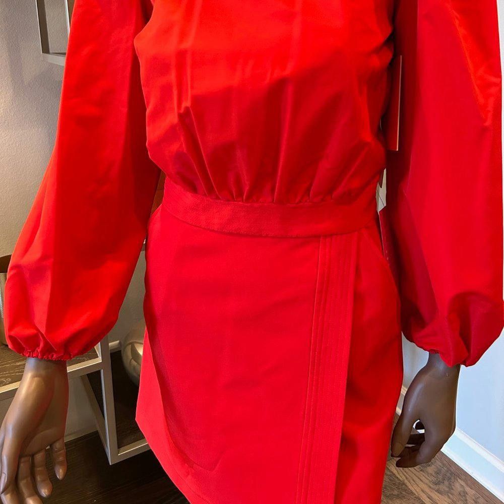 Designer LDT Ivonne 3/4 Parachute Sleeve Crew Neck Faux Wrap Dress Size XS / US 0-2 / IT 36-38 - 4 Thumbnail