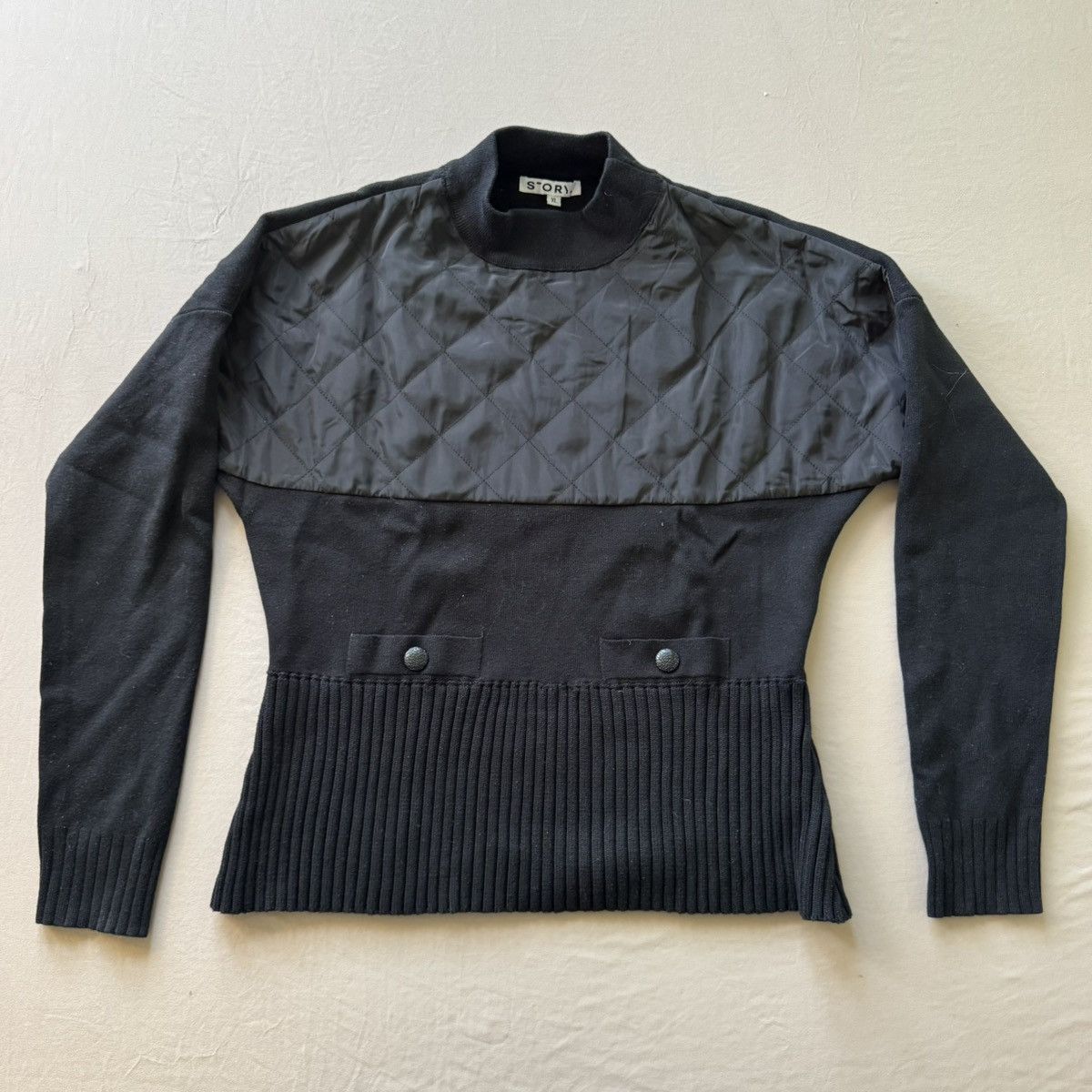 Other Cotton Wool Blend Quilted Mock Neck Sweater Size XL / US 12-14 / IT 48-50 - 2 Thumbnail