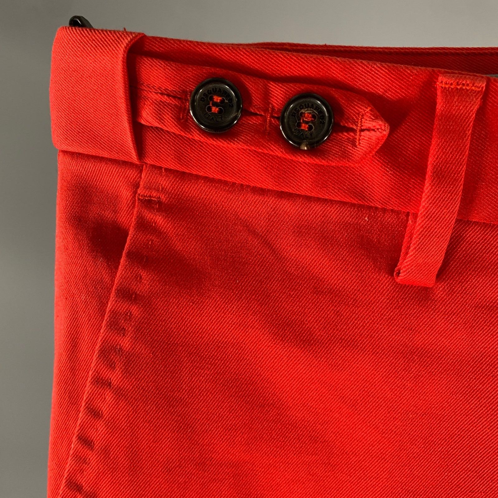 Dsquared2 DSQUARED2 Size 34 Red Cotton Elastane Button Fly Pants Size US 34 / EU 50 - 2 Thumbnail