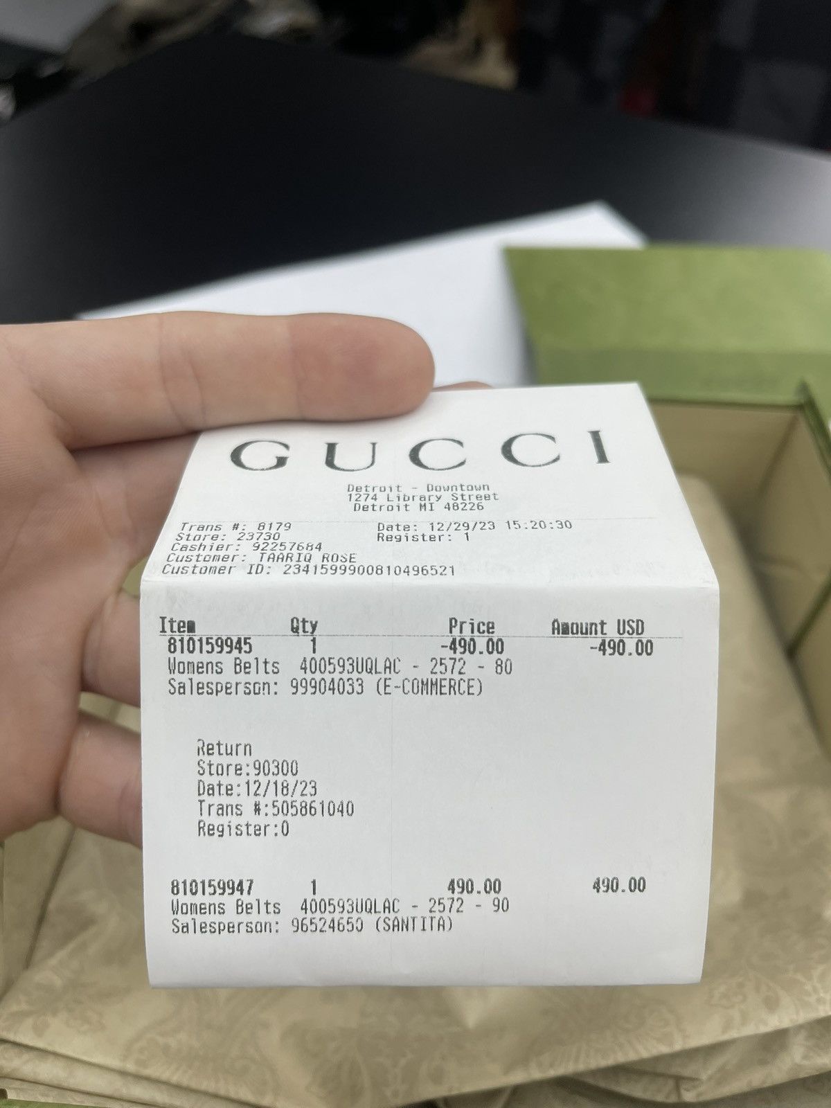 Gucci Size 36/90 - Gucci Monogram GG Textured Calfskin Double G Size 36 - 10 Thumbnail