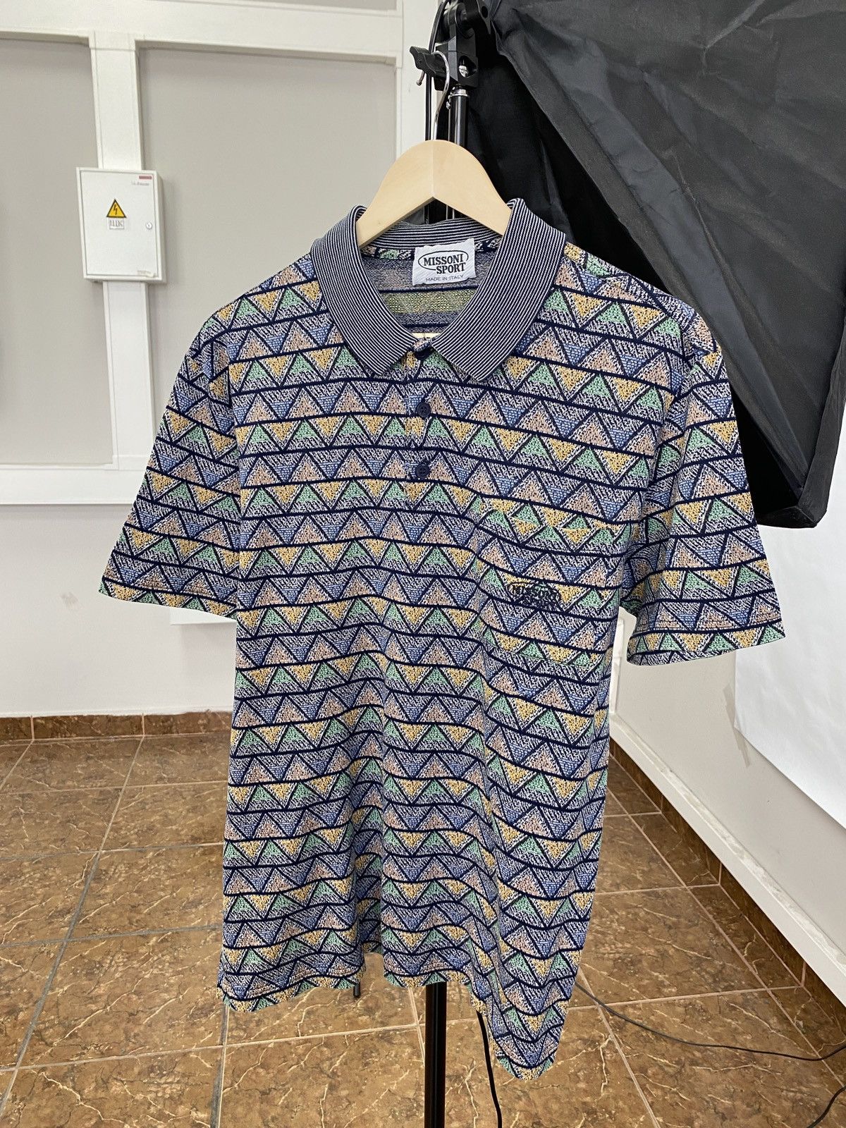 Missoni 🇮🇹 Vintage 80s Missoni Sport Striped Polo T-Shirt Rare Retro Size US L / EU 52-54 / 3 - 1 Thumbnail