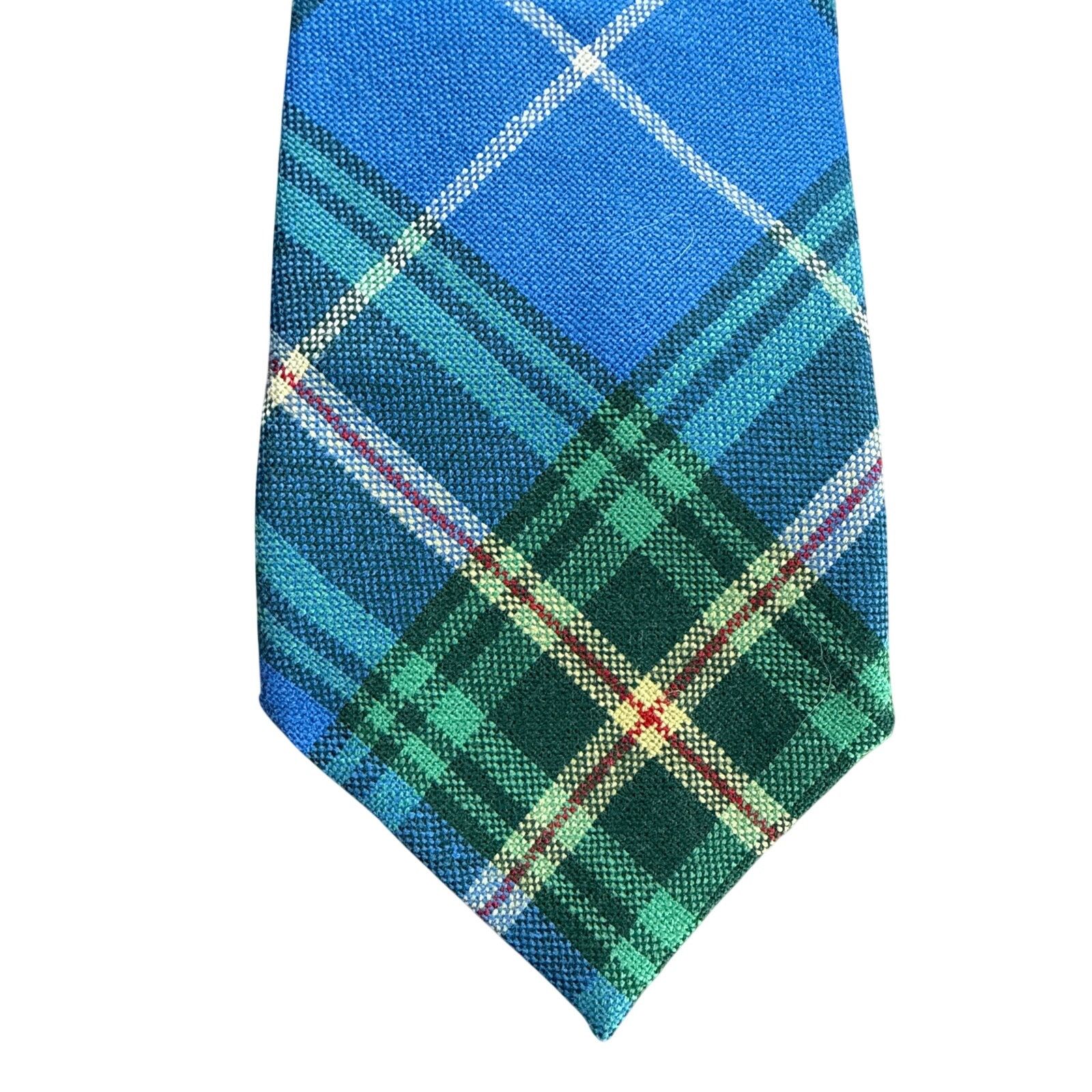 Other Ingles Buchan Blue & Green Tartan Plaid Wool Tie Size ONE SIZE - 2 Thumbnail