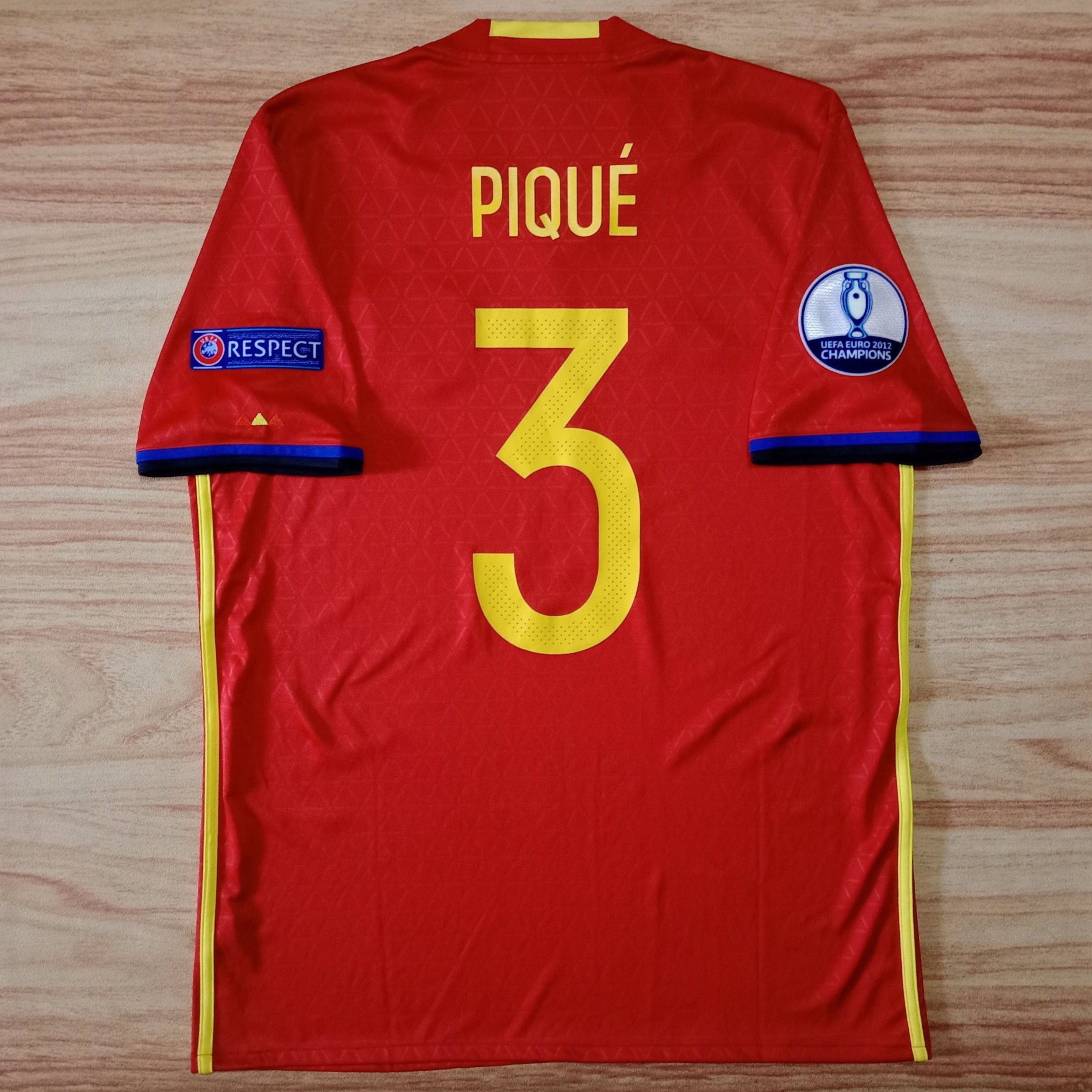 Adidas Spain Euro 2016 Home Jersey Gerard Pique 3 Size US L / EU 52-54 / 3 - 2 Thumbnail