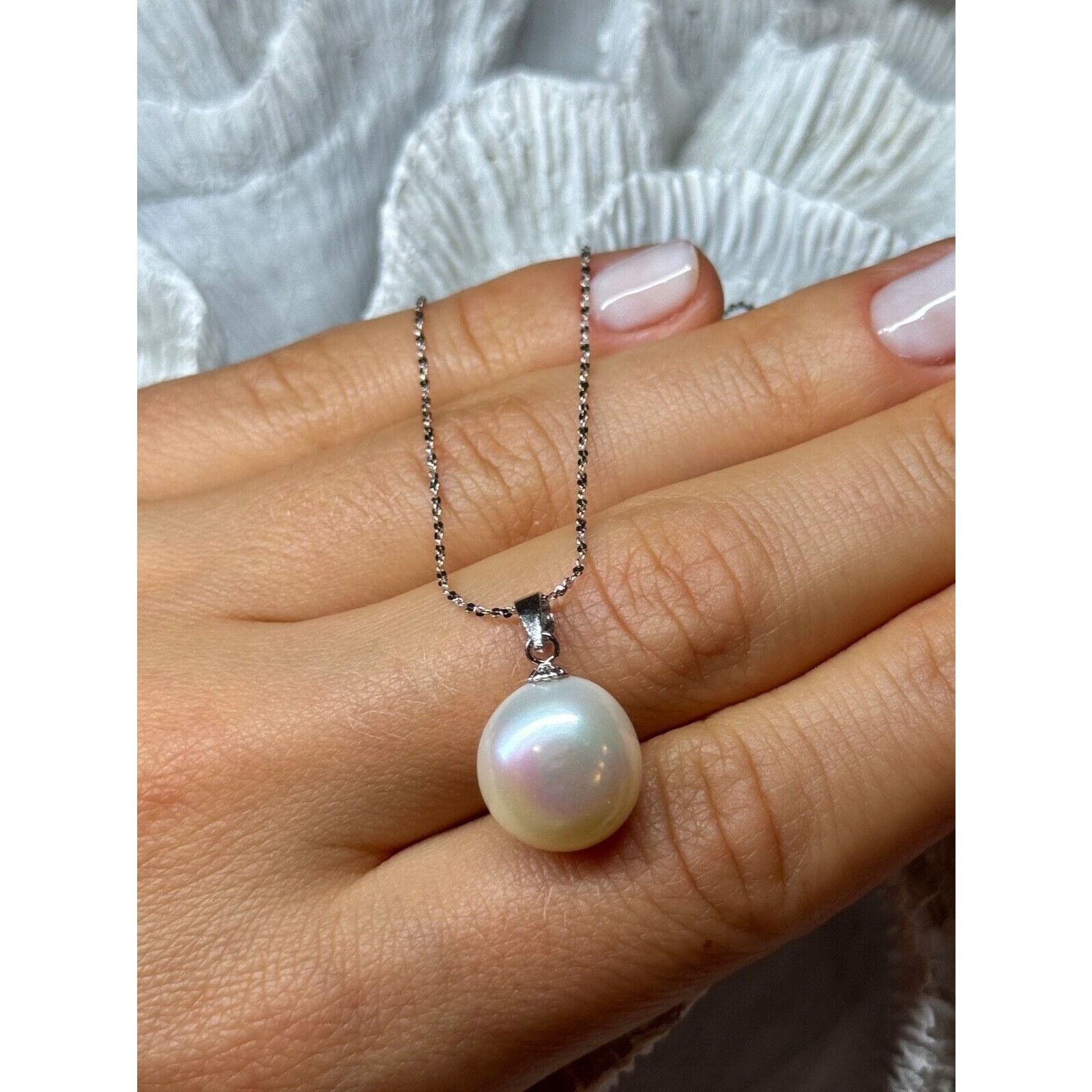 Jewelry 925 STERLING SILVER FRESH WATER PEARL NECKLACE LENGTH 18 In Size ONE SIZE - 3 Thumbnail