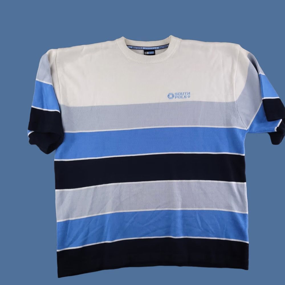 Southpole VINTAGE Southpole Sweater Mens 2XL Striped Short Sleeve Knit Retro Pullover Blue 90s Mens Size US XXL / EU 58 / 5 - 1 Thumbnail