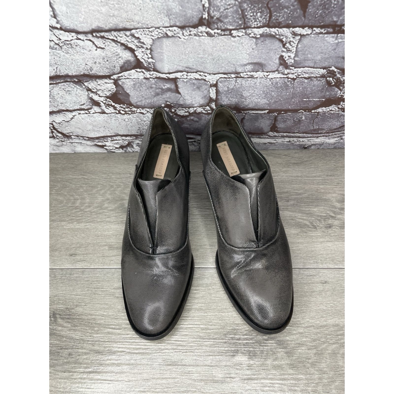 Other REED KRAKOFF Metal Gray Leather Slip On Loafer Heel Shoes Wo Size US 8 / IT 38 - 13 Thumbnail