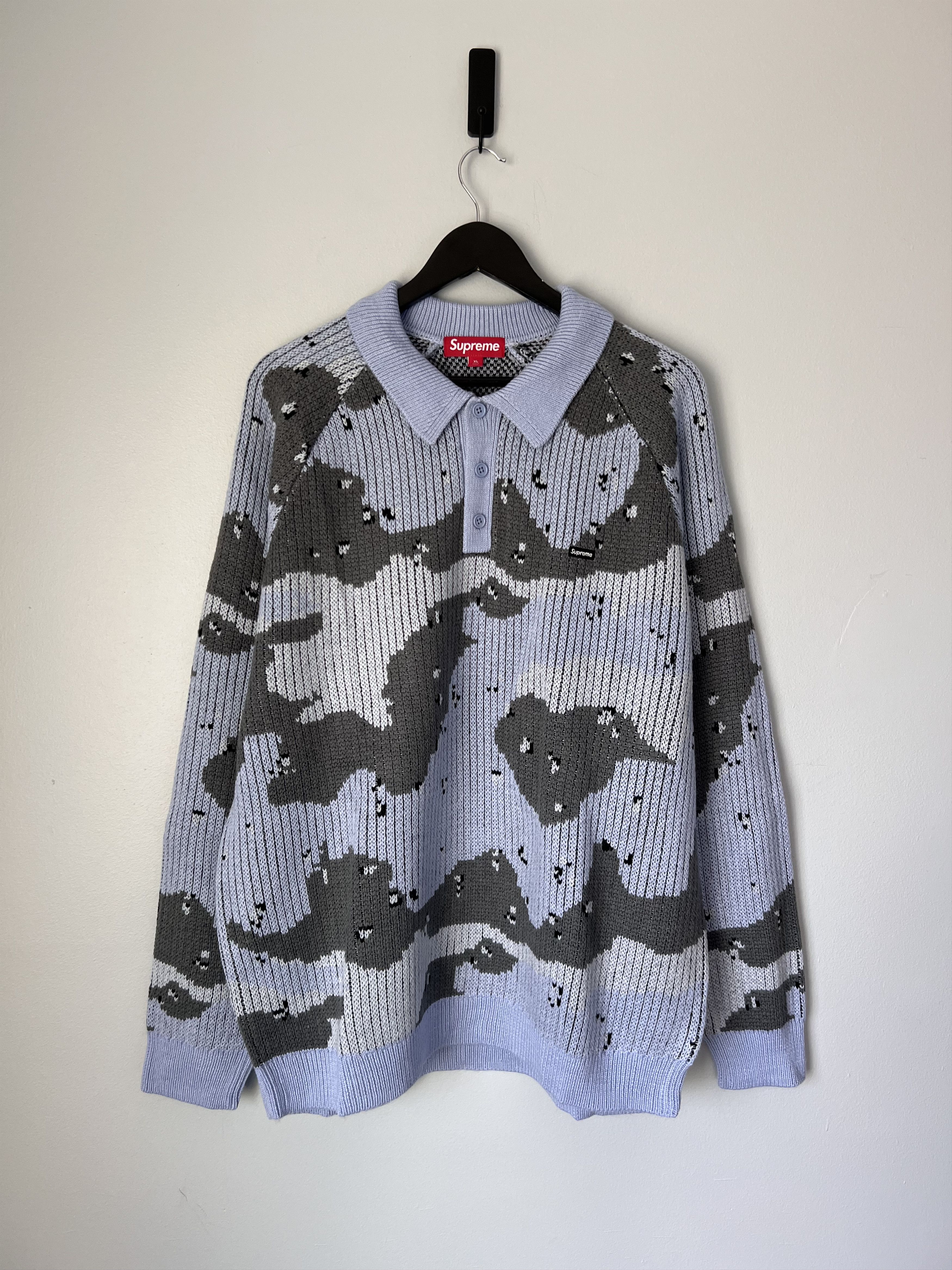 Supreme Flocked Logo Sweater Black Size L | eBay