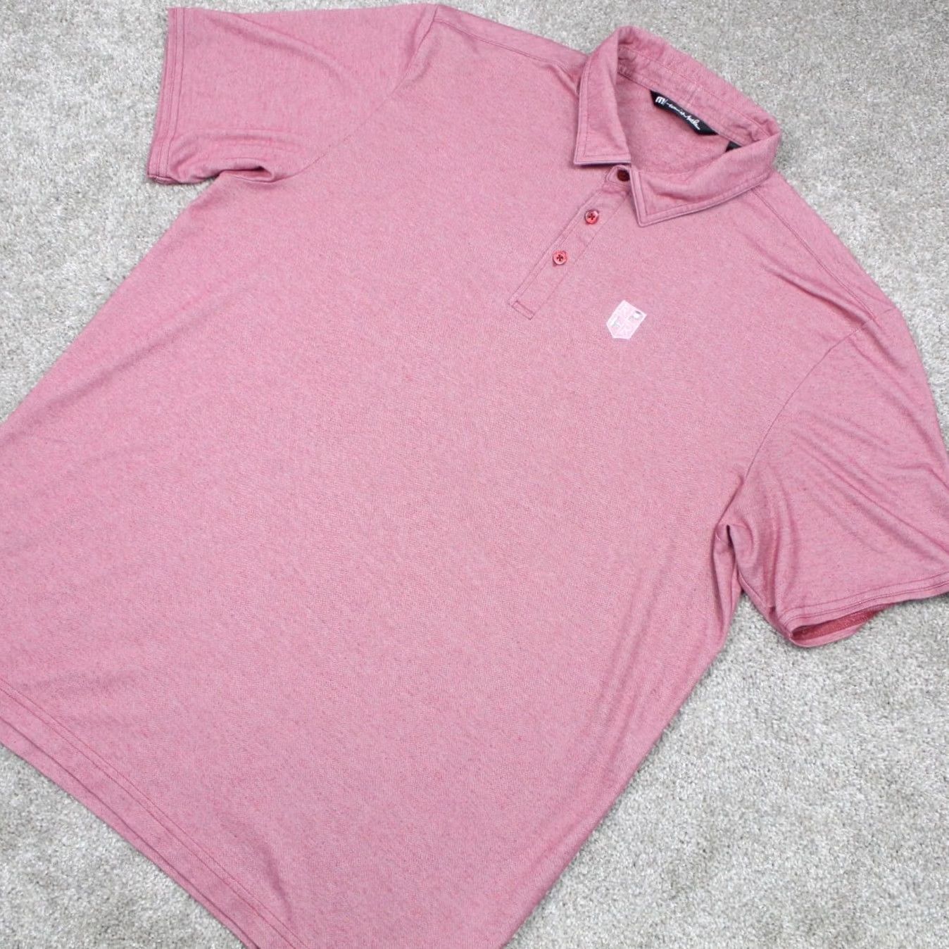TravisMathew Travis Mathew Polo Shirt Men XL Pink Heather Pima Cotton Blend Golf S/S Pullover Size US XL / EU 56 / 4 - 3 Thumbnail