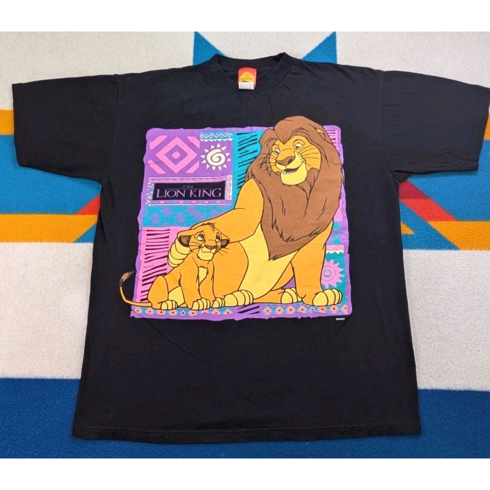 Disney VINTAGE The Lion King Simba & Mufasa Shirt Disney Movie Promo 1990s Black XL Men Size US XL / EU 56 / 4 - 2 Thumbnail