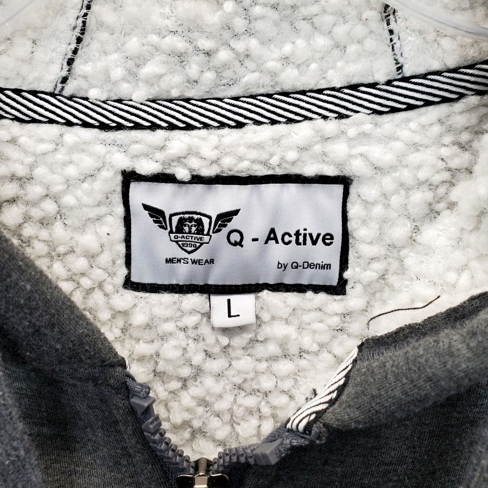 Vintage Q-Active Hoodie Mens L Gray Sherpa Lined Full Zip Pocket Drawstring Size US L / EU 52-54 / 3 - 5 Thumbnail