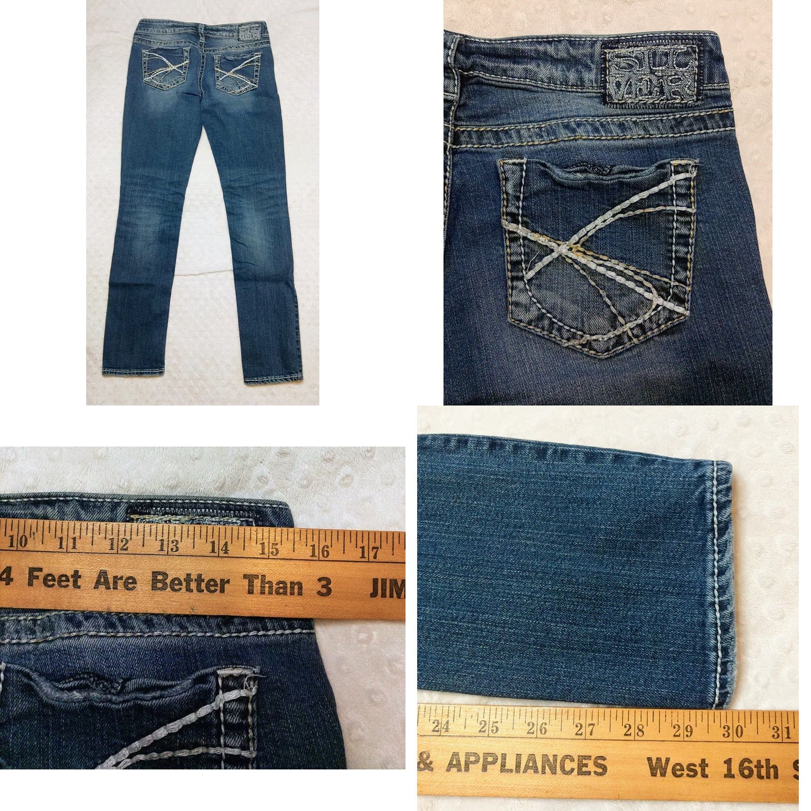 Silver Jeans Co. Silver Jeans Aiko Skinny Jeans Dark Wash 29x31 Womens Mid Rise Denim Stretch Pockets Logo 5-Pocket Size 29" - 8 Thumbnail