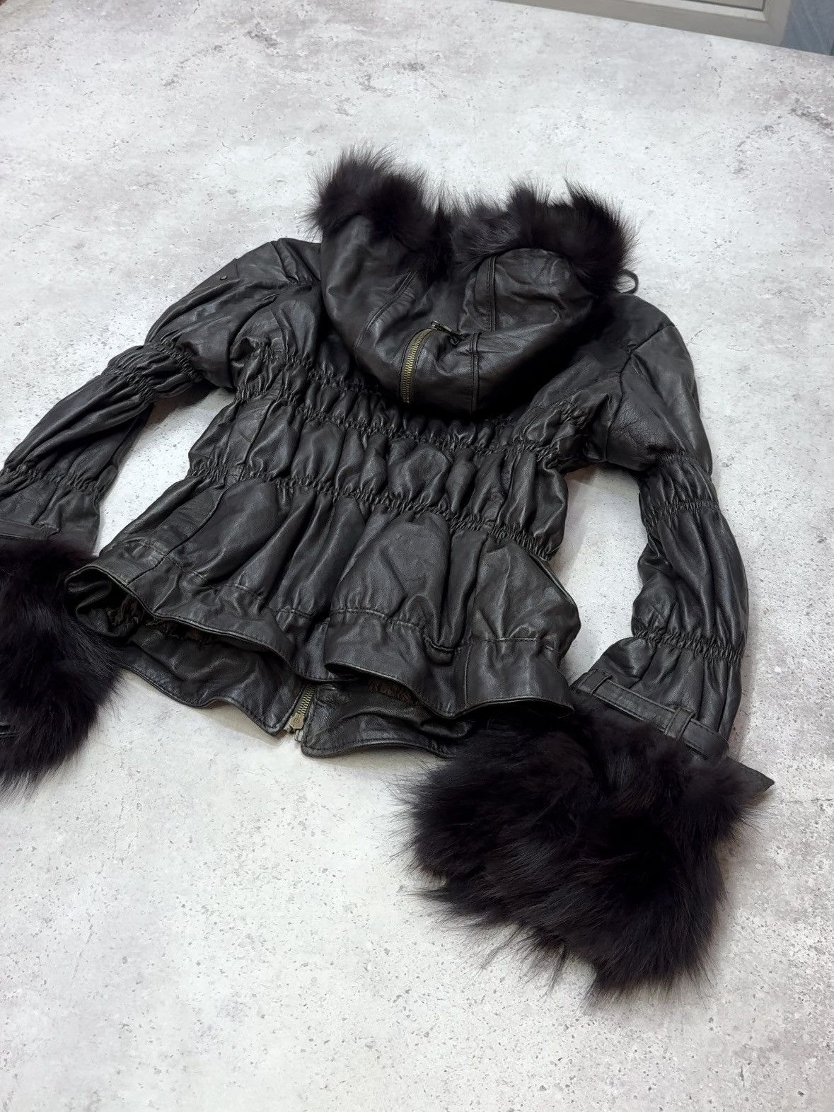Japanese Brand Vintage Fur Leather/Fur Bandage Double Zip Leather Jacket Size US M / EU 48-50 / 2 - 3 Thumbnail