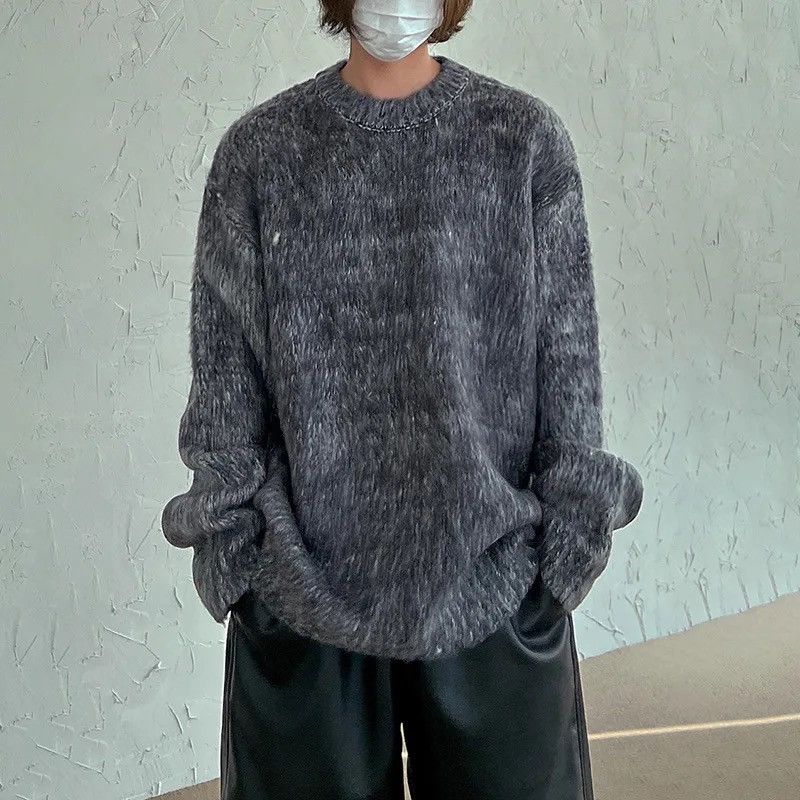 Vintage Gray Mohair Knit Sweater Y2k streetwear Size US L / EU 52-54 / 3 - 1 Thumbnail