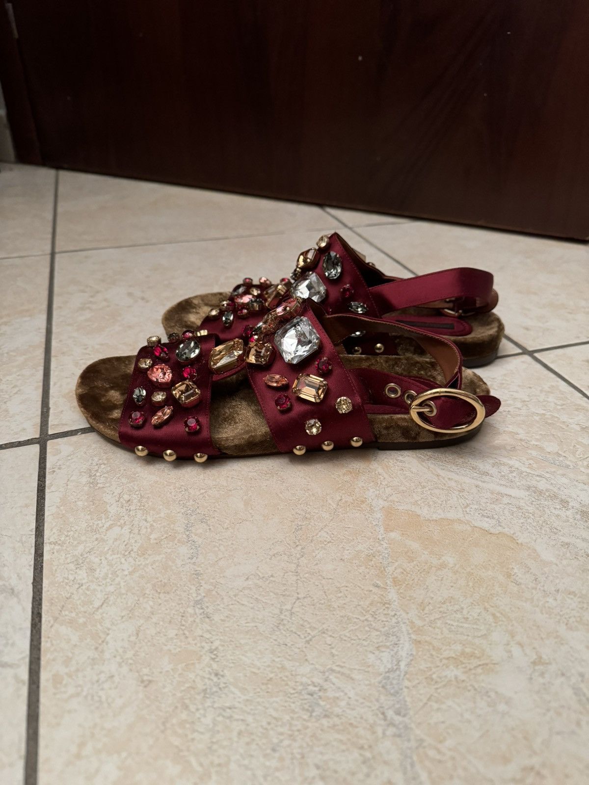 Dolce & Gabbana Dolce & Gabbana Crystal Flat Sandals Size US 7 / IT 37 - 2 Thumbnail