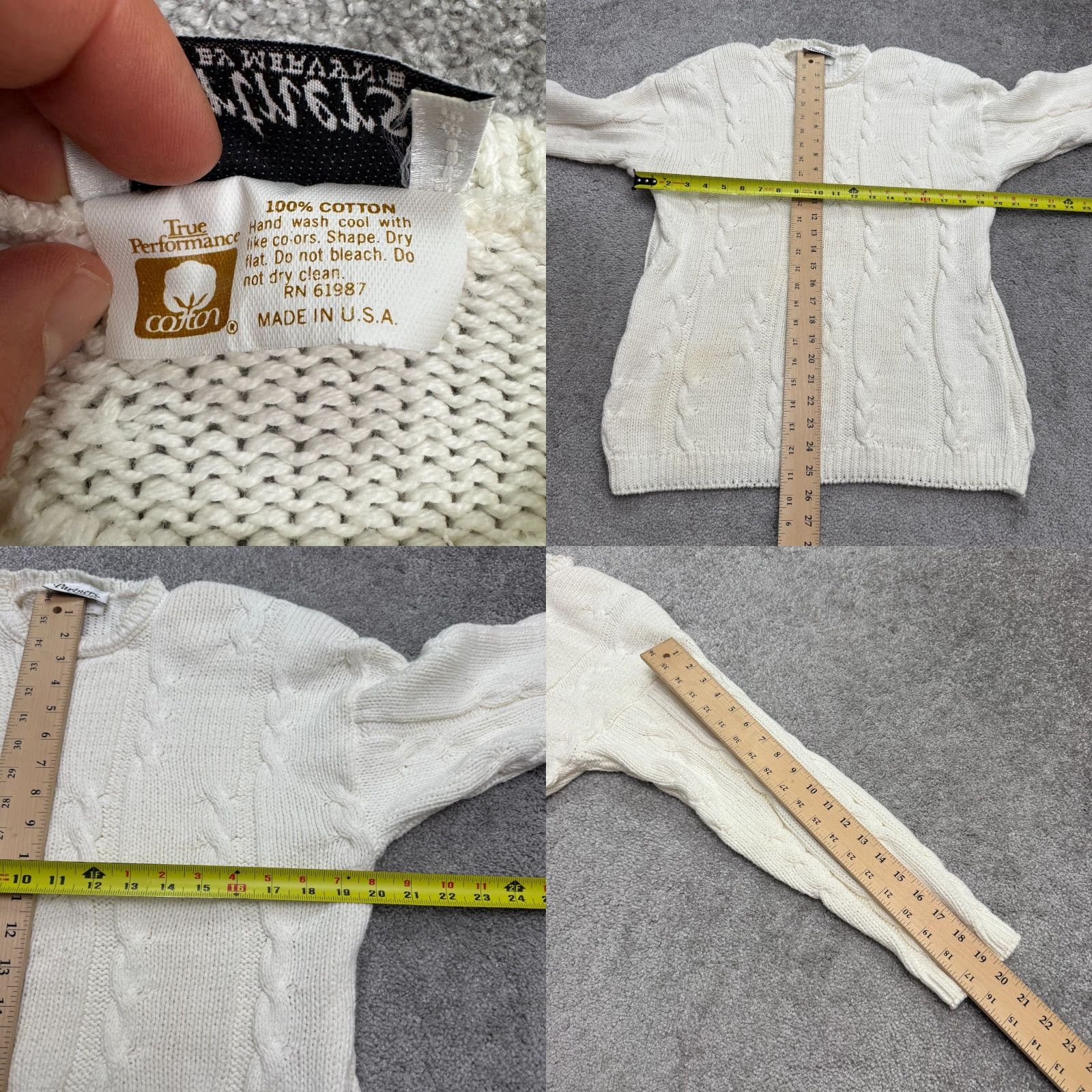 Vintage VINTAGE Partners 80s Cable Knit Sweater Womens Large Ivory Pullover Classic Size L / US 10 / IT 46 - 8 Thumbnail