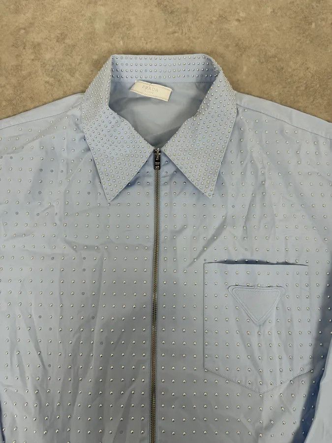 Prada SS2022 Prada Baby Blue Signature Studded Jacket Size US M / EU 48-50 / 2 - 5 Thumbnail