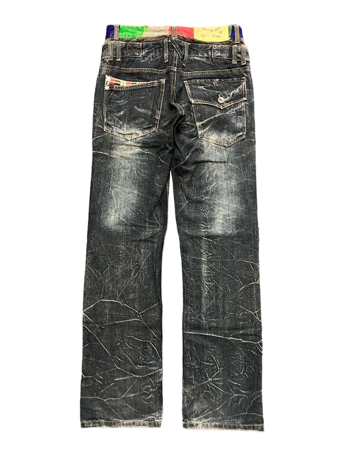 image of Vintage Sickdouble Waist Blow The Blue Distressed Denim Pant, Men's (Size 30)