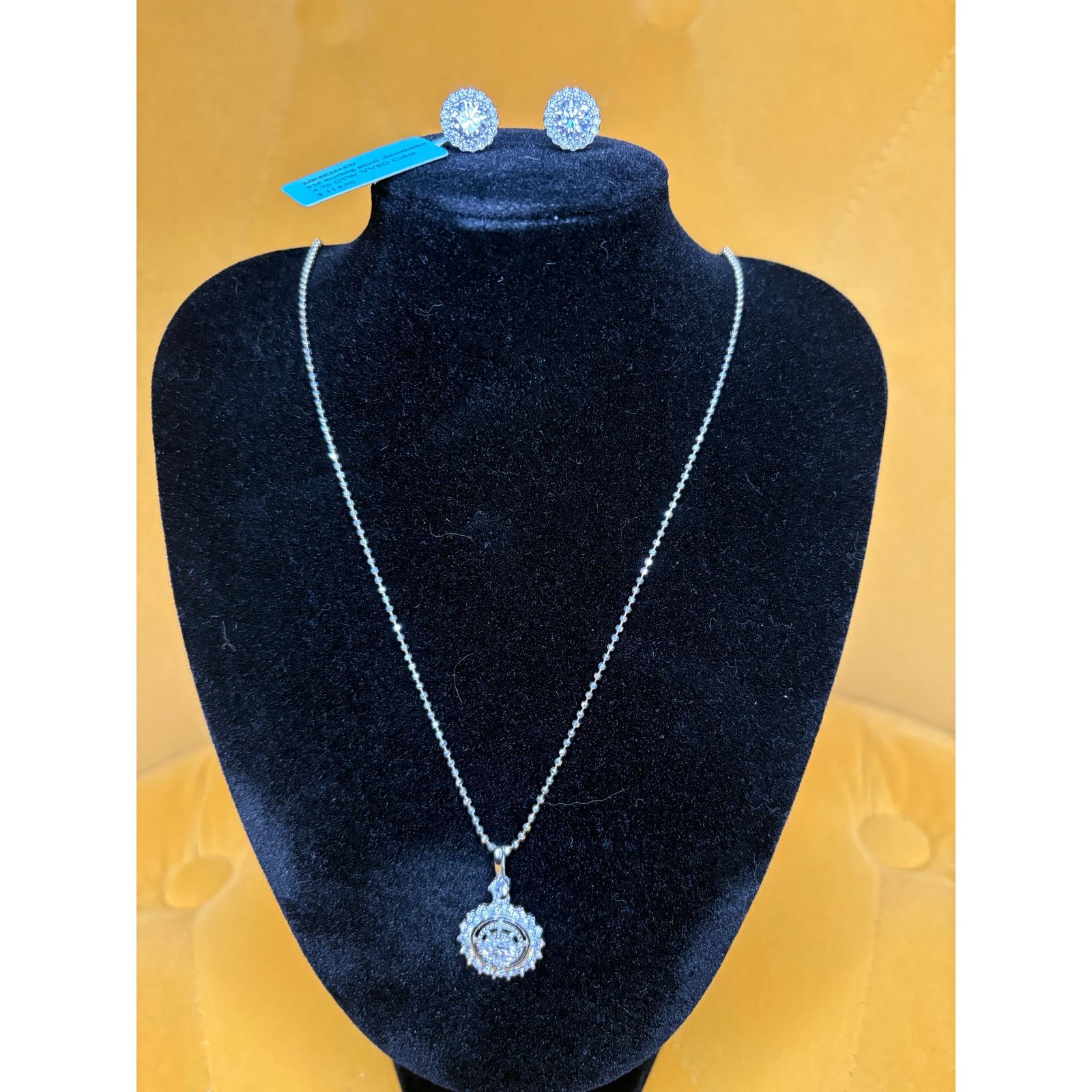 Jewelry 21" Necklace & earring set in 925 Silver, 8+ct of Moissanite Size ONE SIZE - 2 Thumbnail