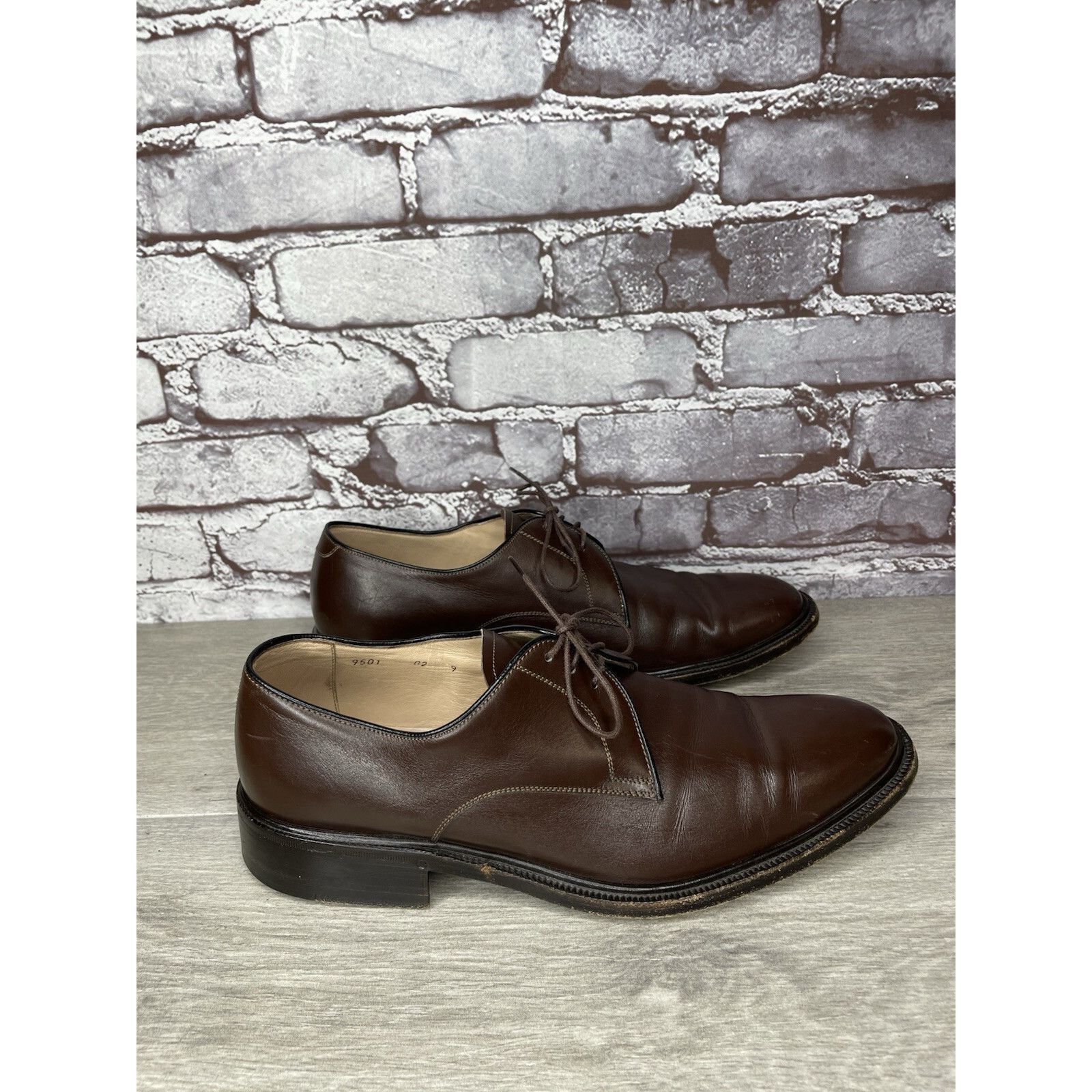 Endless Joy G.M. Endless 9502 Brown Leather Derby Oxfords Lace Up Dress Size US 9 / EU 42 - 13 Thumbnail