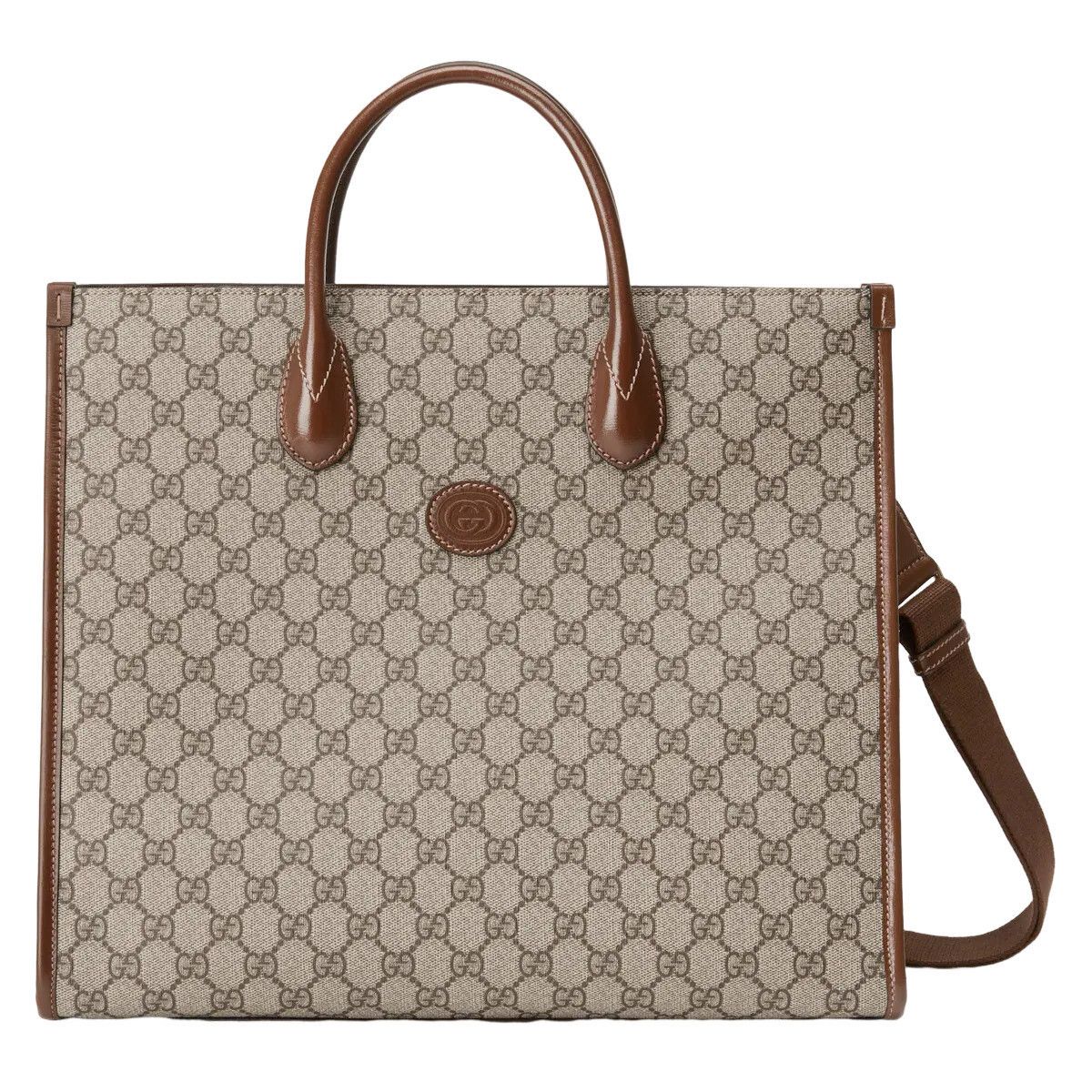 Gucci GUCCI Interlocking G Beige And Ebony GG Canvas Medium Tote B Size ONE SIZE - 1 Thumbnail