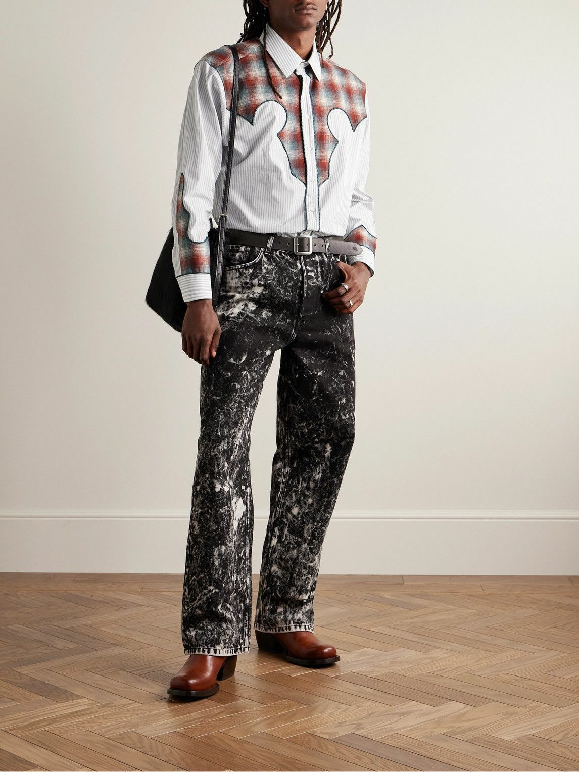 Maison Margiela o1w1db10525 Panelled Pinstripe Shirt in Multicolor Size US M / EU 48-50 / 2 - 2 Thumbnail