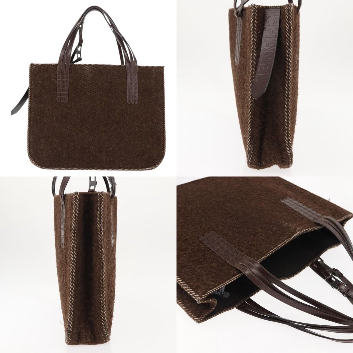 Chanel Chanel Tote Bag Wool Brown CC Size ONE SIZE - 3 Thumbnail