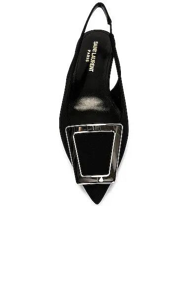 Saint Laurent Paris oc11z1125 Maxine Slingback Flats in Crepe De Chine in Black Size US 7 / IT 37 - 4 Thumbnail